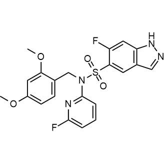 N-(2,4-二甲氧基苄基)-6-氟-N-(6-氟吡啶-2-基)-1H-吲唑-5-磺酰胺结构式