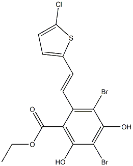 3,5-Dibromo-2-[2-(5-chloro-thiophen-2-yl)-vinyl]-4,6-dihydroxy-benzoic acid ethyl ester picture