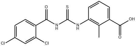 3-[[[(2,4-dichlorobenzoyl)amino]thioxomethyl]amino]-2-methyl-benzoic acid结构式