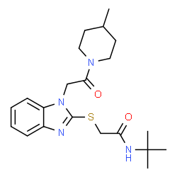 Acetamide, N-(1,1-dimethylethyl)-2-[[1-[2-(4-methyl-1-piperidinyl)-2-oxoethyl]-1H-benzimidazol-2-yl]thio]- (9CI) Structure