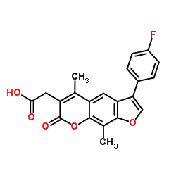 [3-(4-Fluorophenyl)-5,9-dimethyl-7-oxo-7H-furo[3,2-g]chromen-6-yl]acetic acid Structure