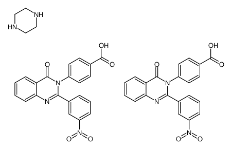 4-[2-(3-nitrophenyl)-4-oxoquinazolin-3-yl]benzoic acid,piperazine结构式