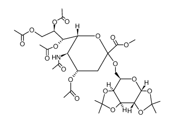 1,2:3,4-di-O-isopropylidene-6-O[methyl (5-acetamido-4,7,8,9-tetra-O-acetyl-3,5-dideoxy-D-glycero-D-galacto-nonulopyranosyl)onate]-α-D-galactopyranoside Structure