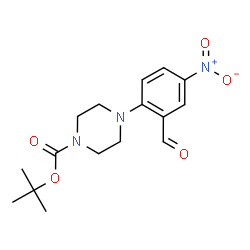 tert-butyl 4-(2-formyl-4-nitrophenyl)tetrahydro-1(2H)-pyrazinecarboxylate结构式