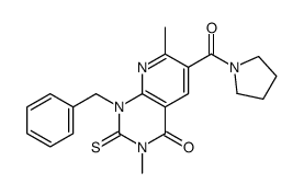 1-benzyl-3,7-dimethyl-6-(pyrrolidine-1-carbonyl)-2-sulfanylidenepyrido[2,3-d]pyrimidin-4-one Structure