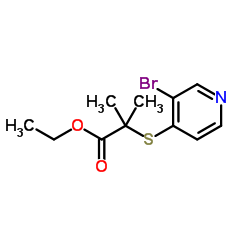 Propanoic acid, 2-[(3-bromo-4-pyridinyl)thio]-2-methyl-, ethyl ester Structure