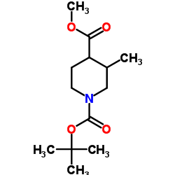 4-Methyl 1-(2-methyl-2-propanyl) 3-methyl-1,4-piperidinedicarboxylate结构式