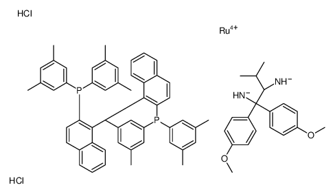 二氯{(R)-(+)-2,2''-双[二(3,5-二甲苯基)膦基]-1,1''-联萘基} [(2R)-(-)-1,1-双(4-甲氧基苯基)-3-甲基-1,2-丁二胺]钌(II)RuCl2[(R)-xylbinap][(R)-daipen]结构式