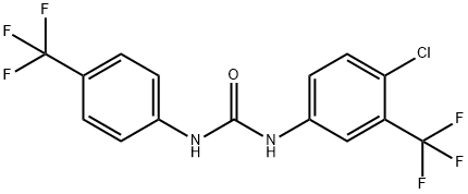 N'-(对三氟甲基苯基)-N-(4-氯-3-三氟甲基苯基)脲结构式