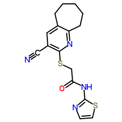 2-[(3-Cyano-6,7,8,9-tetrahydro-5H-cyclohepta[b]pyridin-2-yl)sulfanyl]-N-(1,3-thiazol-2-yl)acetamide Structure