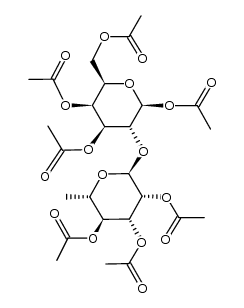 O1,O3,O4,O6-Tetraacetyl-O2-(tri-O-acetyl-α-L-rhamnopyranosyl)-β-D-galactopyranose Structure