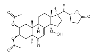 (2S,3R,5S,9R,10R,13R,14S,17R)-14-hydroperoxy-10,13-dimethyl-6-oxo-17-((S)-1-((R)-5-oxotetrahydrofuran-2-yl)ethyl)-2,3,4,5,6,9,10,11,12,13,14,15,16,17-tetradecahydro-1H-cyclopenta[a]phenanthrene-2,3-diyl diacetate结构式