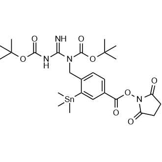 2,5-二氧吡咯烷-1-基4-((1,3-双(叔丁氧羰基)胍基)甲基)-3-(三甲基锡基)苯甲酸酯图片