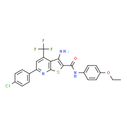 3-amino-6-(4-chlorophenyl)-N-(4-ethoxyphenyl)-4-(trifluoromethyl)thieno[2,3-b]pyridine-2-carboxamide structure