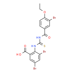 3,5-DIBROMO-2-[[[(3-BROMO-4-ETHOXYBENZOYL)AMINO]THIOXOMETHYL]AMINO]-BENZOIC ACID结构式