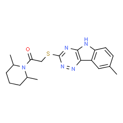 Piperidine, 2,6-dimethyl-1-[[(8-methyl-2H-1,2,4-triazino[5,6-b]indol-3-yl)thio]acetyl]- (9CI)结构式