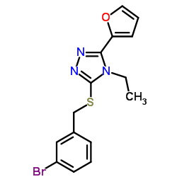 3-[(3-Bromobenzyl)sulfanyl]-4-ethyl-5-(2-furyl)-4H-1,2,4-triazole结构式