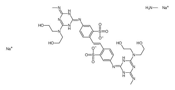 4,4'-bis[[4-[bis(2-hydroxyethyl)amino]-6-(methylamino)-1,3,5-triazin-2-yl]amino]stilbene-2,2'-disulphonic acid, sodium salt, compound with methylamine结构式