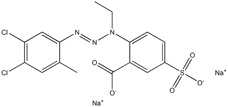 disodium 2-[1-ethyl-3-(4,5-dichloro-2-methylphenyl)-2-trienyl]-5-sulphonatobenzoate结构式