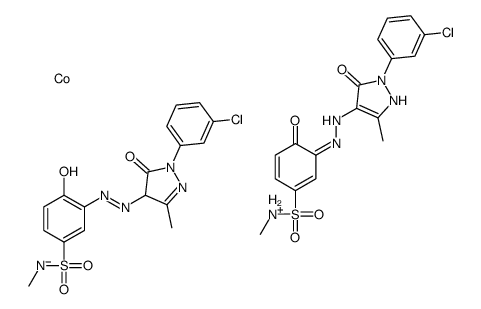 hydrogen bis[3-[[1-(3-chlorophenyl)-4,5-dihydro-3-methyl-5-oxo-1H-pyrazol-4-yl]azo]-4-hydroxy-N-methylbenzenesulphonamidato(2-)]cobaltate(1-) structure