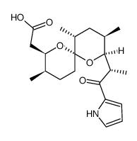 (2R,3R,6S,8S,9R,11R,1'R)-2-(carboxymethyl)-8-(1'-methyl-2'-oxo-2'-(1H-pyrrol-2-yl)ethyl)-3,9,11-trimethyl-1,7-dioxaspiro(5.5)undecane结构式