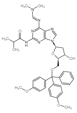 2-amino-5'-o-(dimethoxytrityl)-2'-deoxy-n6-(dimethylaminomethylidene)-n2-(isobutyryl)adenosine Structure