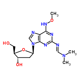 2-(DIMETHYLAMINOMETHYLIDENE)AMINO-6-METHOXYLAMINO-9-(BETA-D-2-DEOXYRIBOFURANOSYL)PURINE结构式