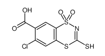 6-chloro-1,1-dioxo-3-sulfanylidene-1λ6,4,2-benzodithiazine-7-carboxylic acid Structure