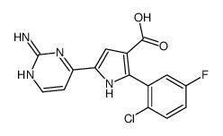 5-(2-aminopyrimidin-4-yl)-2-(2-chloro-5-fluorophenyl)-1H-pyrrole-3-carboxylic acid结构式