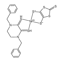 [Ni(1,4-dibenzylpiperazine-3,2-dithione)(1,3-dithiole-2-thione-4,5-dithiolate)] Structure