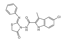 5-chloro-3-methyl-N-(4-oxo-2-phenylimino-1,3-thiazolidin-3-yl)-1H-indole-2-carboxamide结构式