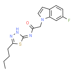 N-[(2E)-5-butyl-1,3,4-thiadiazol-2(3H)-ylidene]-2-(6-fluoro-1H-indol-1-yl)acetamide结构式