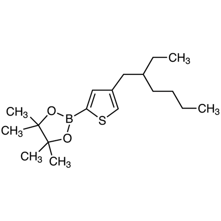 4-(2-乙基己基)-2-(4,4,5,5-四甲基-1,3,2-二氧杂环戊硼烷-2-基)噻吩结构式