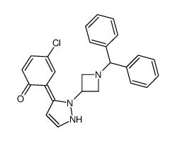 (6E)-6-[2-(1-benzhydrylazetidin-3-yl)-1H-pyrazol-3-ylidene]-4-chlorocyclohexa-2,4-dien-1-one Structure