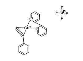 (2,2'-bipyridine)(phenylacetylene)copper(I) hexafluoroantimonate Structure