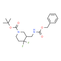 tert-butyl 3-((benzyloxycarbonylamino)methyl)-4,4-difluoropiperidine-1-carboxylate结构式