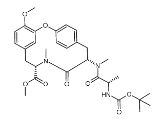 methyl (5S,8S)-8-((S)-2-((tert-butoxycarbonyl)amino)-N-methylpropanamido)-36-methoxy-6-methyl-7-oxo-2-oxa-6-aza-1(1,4),3(1,3)-dibenzenacyclononaphane-5-carboxylate Structure