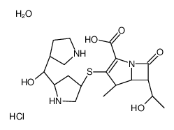 (4R,5S,6S)-6-[(1R)-1-hydroxyethyl]-3-[(3S,5S)-5-[(R)-hydroxy-[(3R)-pyrrolidin-3-yl]methyl]pyrrolidin-3-yl]sulfanyl-4-methyl-7-oxo-1-azabicyclo[3.2.0]hept-2-ene-2-carboxylic acid,hydrate,hydrochloride结构式