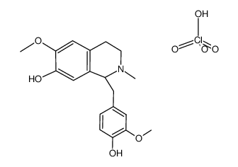 (+/-)-1,2,3,4-tetrahydro-1-(4'-hydroxy-3'-methoxybenzyl)-6-methoxy-2-methylisoquinolin-7-ol perchlorate Structure