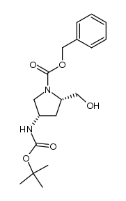 (2S,4S)-苄基4-((叔丁氧羰基)氨基)-2-(羟甲基)吡咯烷-1-羧酸酯结构式