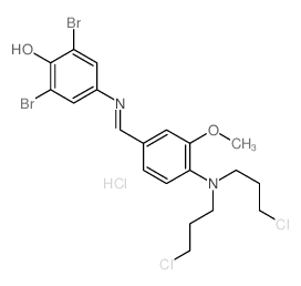 4-[[4-(bis(3-chloropropyl)amino)-3-methoxy-phenyl]methylideneamino]-2,6-dibromo-phenol Structure