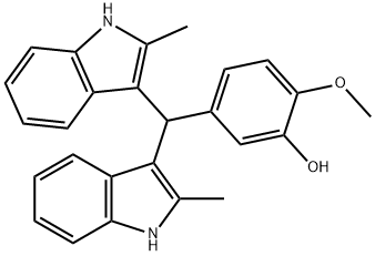 Phenol, 5-[bis(2-methyl-1H-indol-3-yl)methyl]-2-methoxy- structure