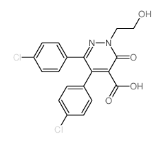 5,6-bis(4-chlorophenyl)-2-(2-hydroxyethyl)-3-oxo-pyridazine-4-carboxylic acid结构式