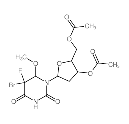 [3-acetyloxy-5-(5-bromo-5-fluoro-6-methoxy-2,4-dioxo-1,3-diazinan-1-yl)oxolan-2-yl]methyl acetate结构式