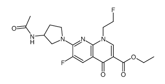 ethyl 7-(3-acetylamino-1-pyrrolidinyl)-6-fluoro-1-(2-fluoroethyl)-1,4-dihydro-4-oxo-1,8-naphthyridine-3-carboxylate结构式