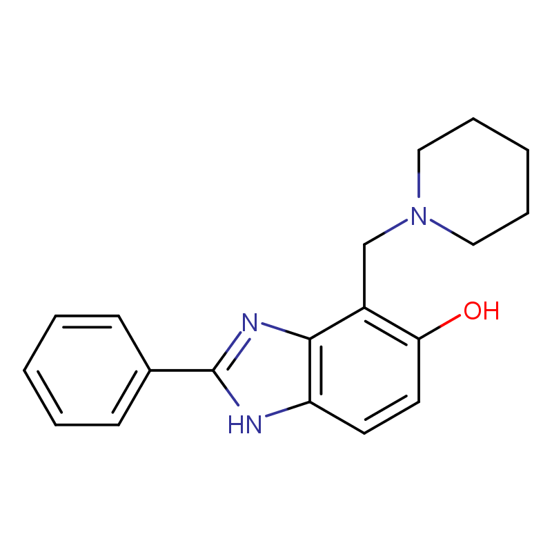 2-phenyl-4-(1-piperidinylmethyl)-1H-benzimidazol-5-ol结构式