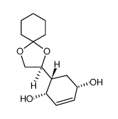 (1S,4S,5R)-5-[(2S)-1,4-dioxa-spiro[4.5]dec-2-yl]-cyclohex-2-ene-1,4-diol结构式