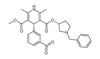 3,5-Pyridinedicarboxylic acid, 1,4-dihydro-2,6-dimethyl-4-(3-nitrophenyl)-, methyl 1-(phenylmethyl)-3-pyrrolidinyl ester, [R-(R*,R*)]-结构式