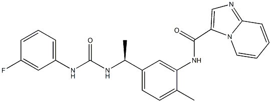 (S)-N-(5-(1-(3-(3-fluorophenyl)ureido)ethyl)-2-methylphenyl)imidazo[1,2-a]pyridine-3-carboxamide结构式