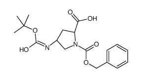 (2S,4S)-4-叔丁氧基羰基氨基吡咯烷-1,2-二羧酸 1-苄酯结构式